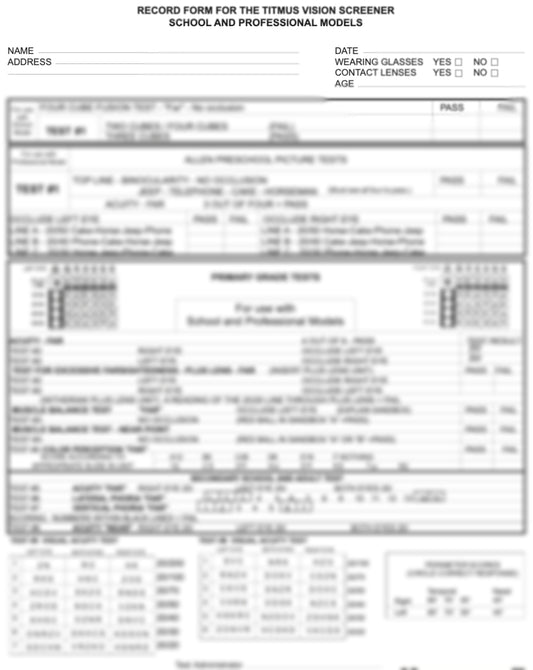 18252 - Titmus Professional & School Record Form