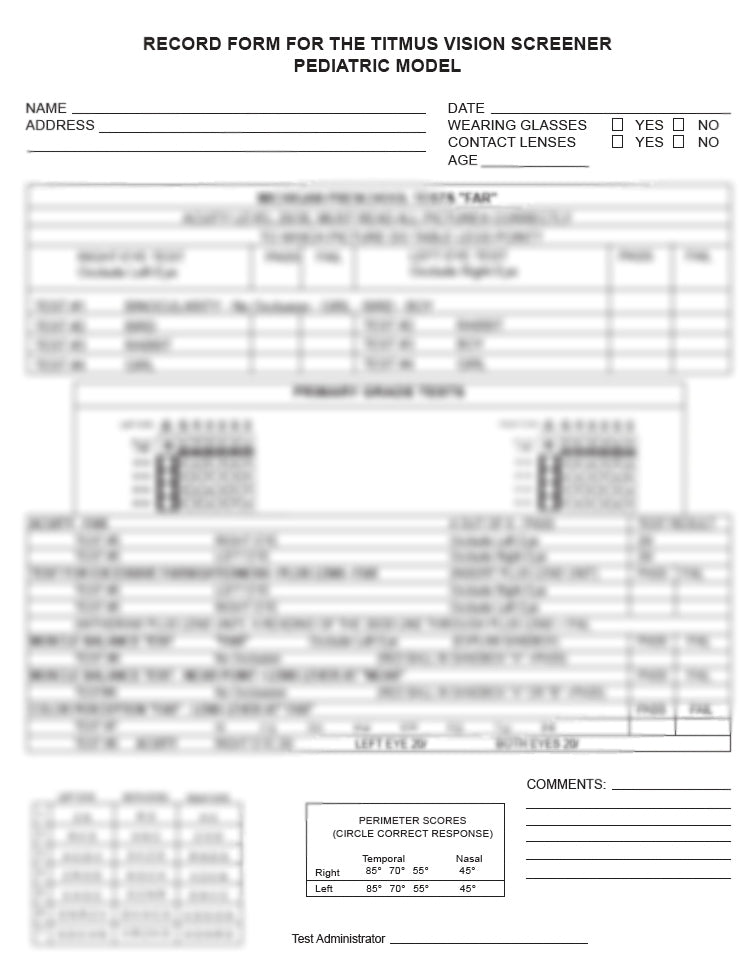 18253 - Titmus Pediatric Record Form